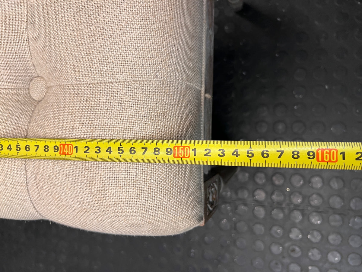 Tufted Upholstered Bench with Carved Wooden Legs – width measurement