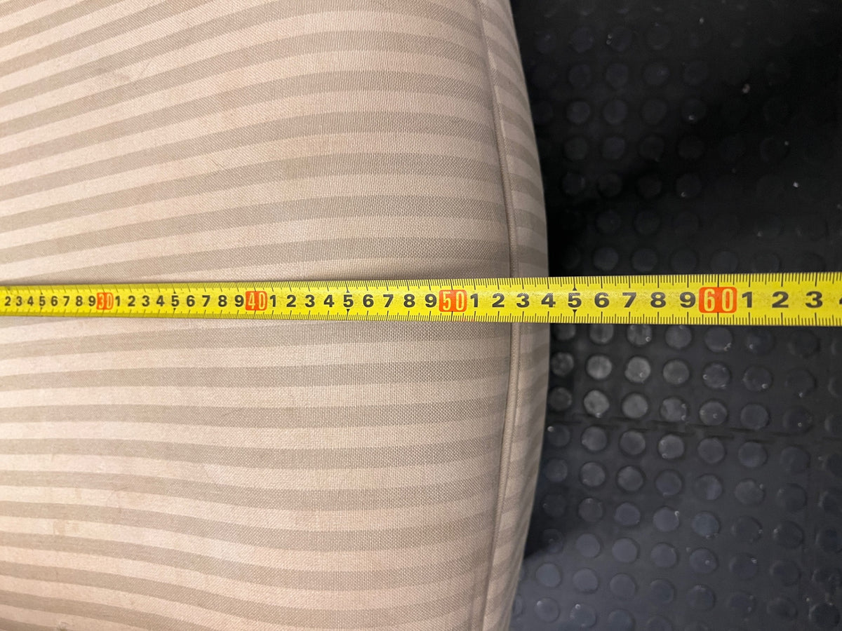 Striped Upholstered Armchair with Castor Feet – depth measurement
