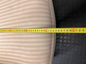 Striped Upholstered Armchair with Castor Feet – depth measurement