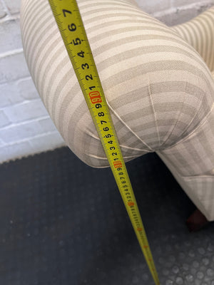 Striped Upholstered Armchair with Castor Feet – height measurement