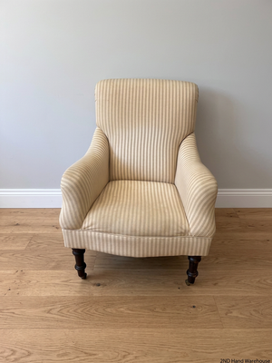 Striped Upholstered Armchair with Castor Feet – styled product image