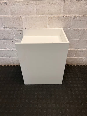 White Two-Drawer Bedside Table with Raised Top – condition detail