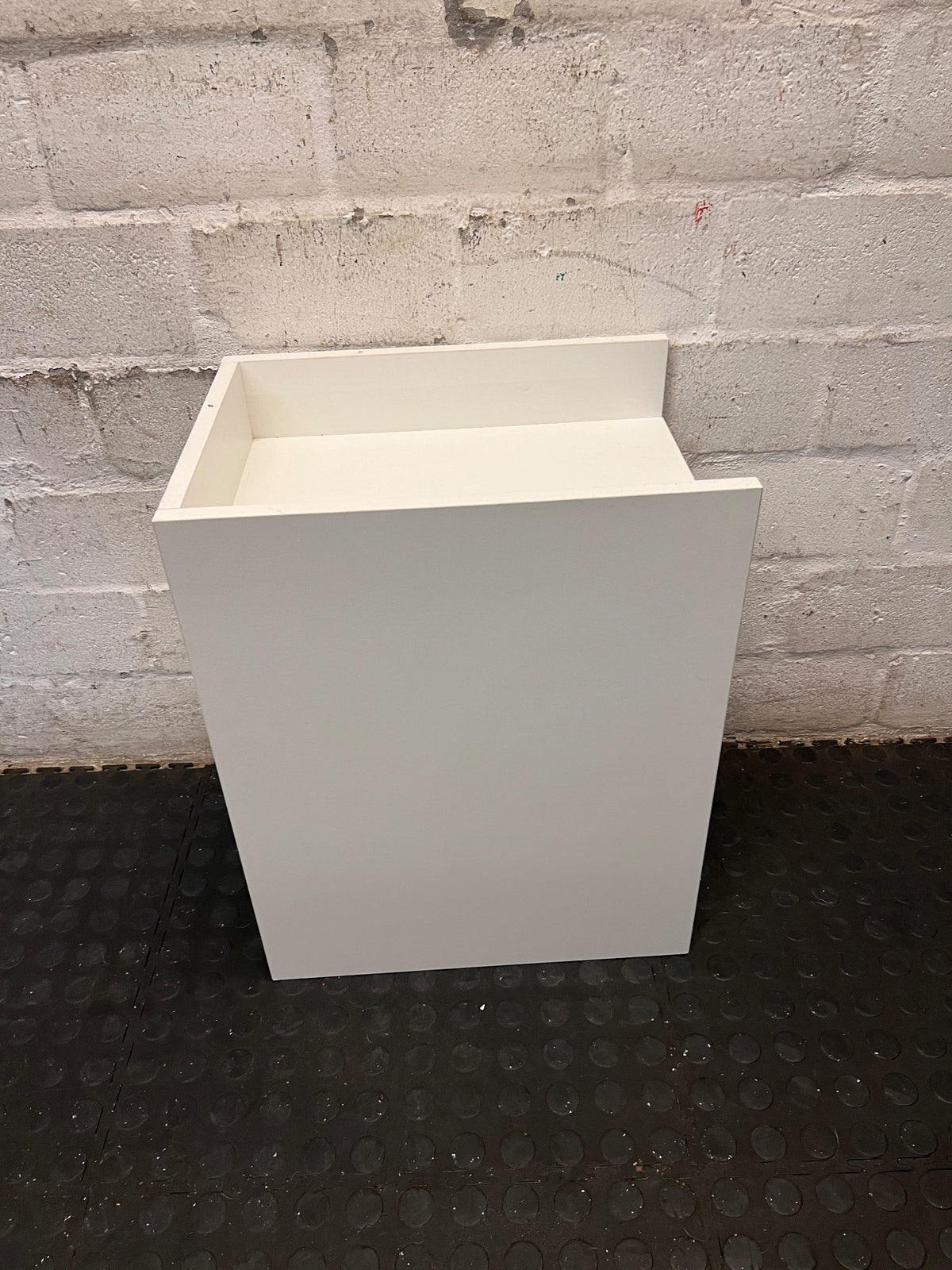 White Two-Drawer Bedside Table with Raised Top – top view