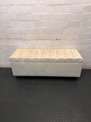 Cream Tufted Storage Ottoman with Stud Detail – back view