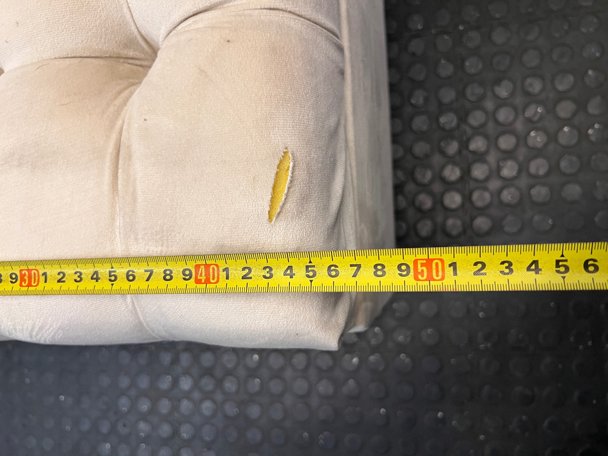 Cream Tufted Storage Ottoman with Stud Detail – depth measurement