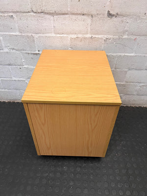 Oak-Look 3-Drawer Office Pedestal with Silver Handles – back view