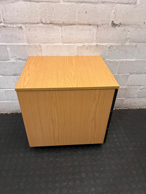 Oak-Look 3-Drawer Office Pedestal with Silver Handles – top view