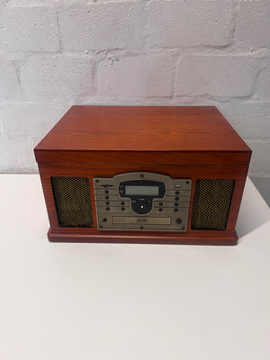Vintage Style Wood-Effect All-in-One Music System – main front view