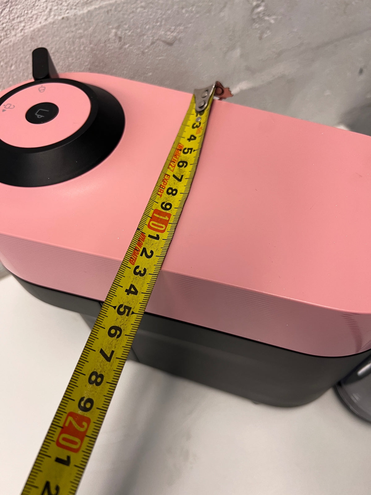 Pink and Black Compact Coffee Machine — Good Working Order – depth measurement