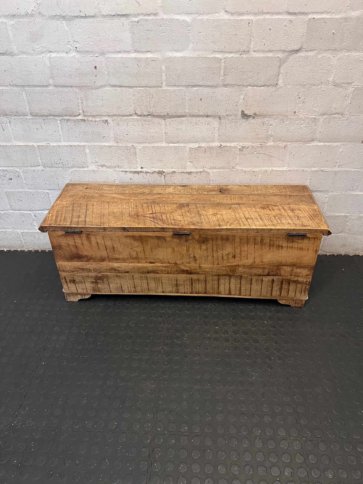 Rustic Textured Wooden Kist with Metal Hardware – back view