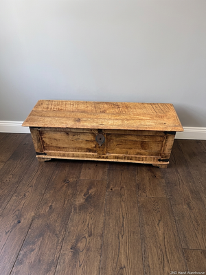 Rustic Textured Wooden Kist with Metal Hardware – styled product image