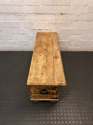 Rustic Textured Wooden Kist with Metal Hardware – top view