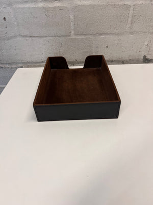 Dark Brown Faux Leather and Suede Style Office File Tray – condition detail