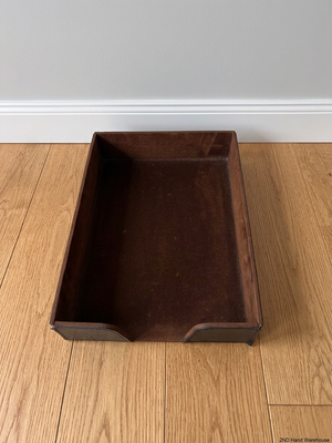 Dark Brown Faux Leather and Suede Style Office File Tray – styled product image