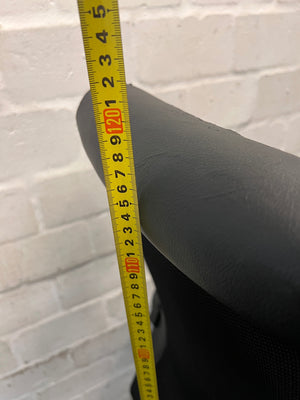 Black High-Back Office Chair with Mesh and Chrome Base — Damaged Upholstery – height measurement