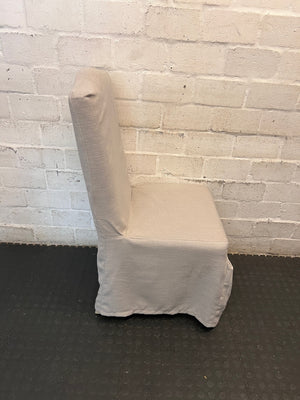Grey High-Back Upholstered Dining Chair with Skirt – top view