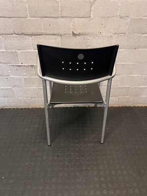 Modern Black and Silver Metal Dining Chair – back view