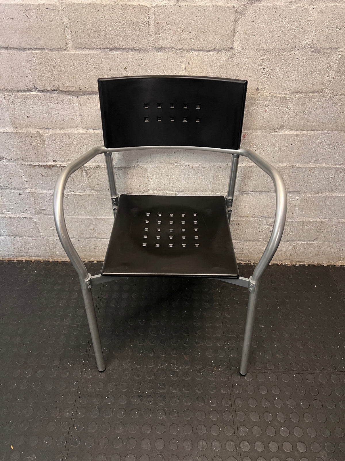 Modern Black and Silver Metal Dining Chair – main front view