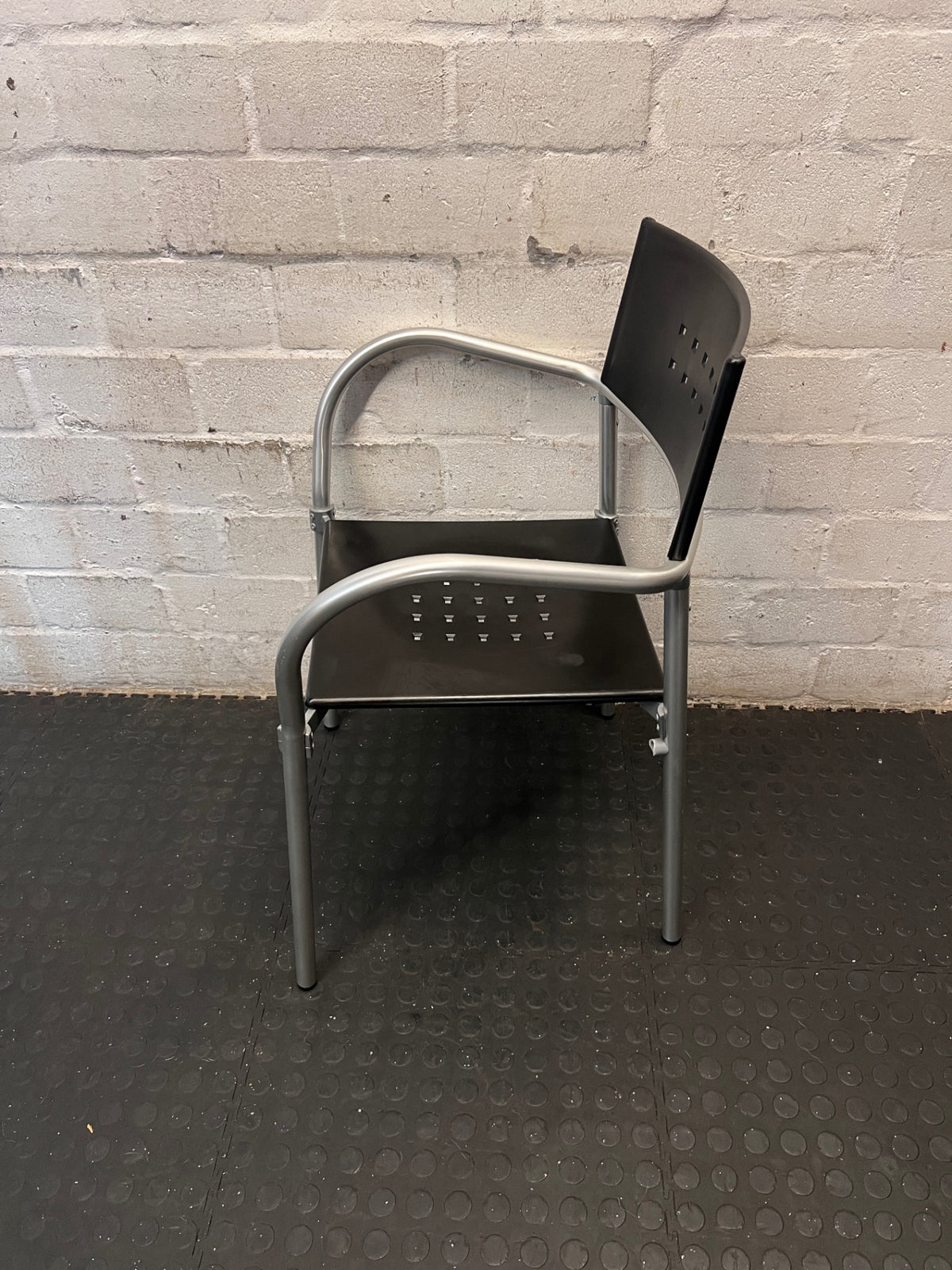 Modern Black and Silver Metal Dining Chair – side view