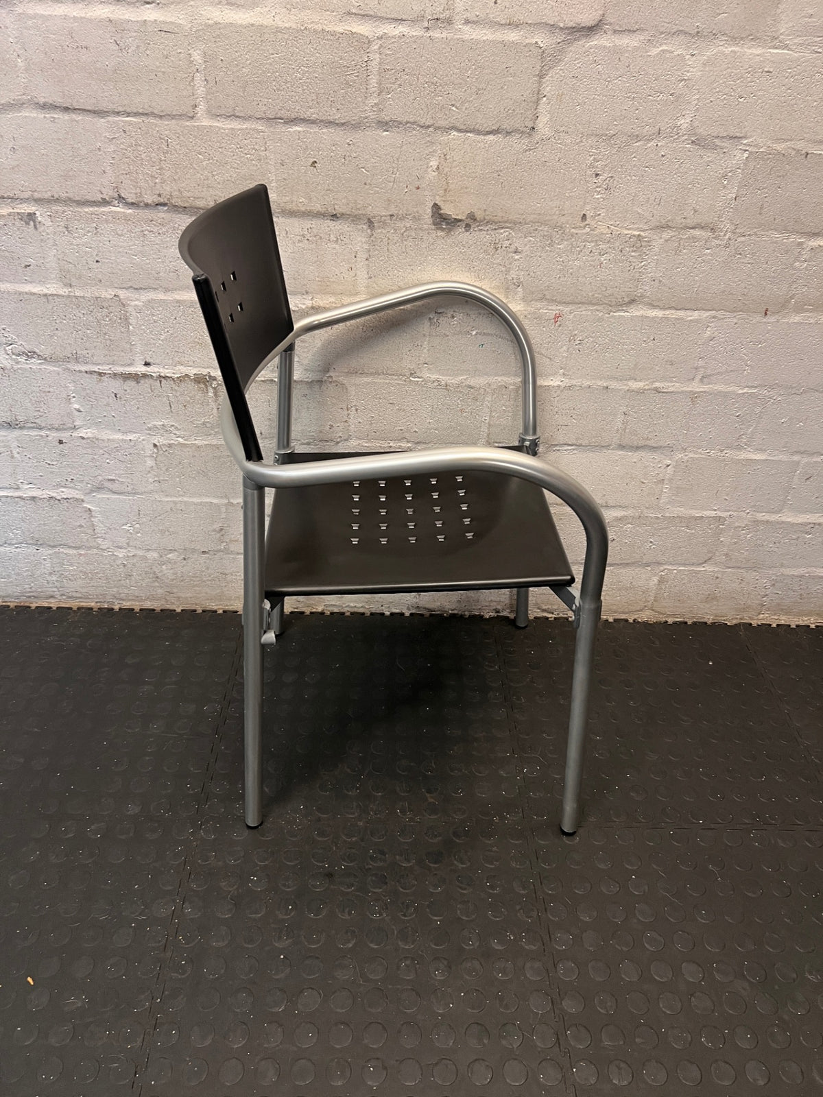 Modern Black and Silver Metal Dining Chair – top view
