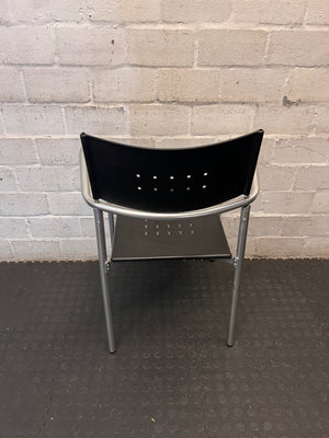 Mid-Back Silver and Black Metallic Office Chair — Broken Parts and Collection Damage – back view