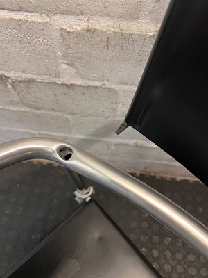 Mid-Back Silver and Black Metallic Office Chair — Broken Parts and Collection Damage – condition detail