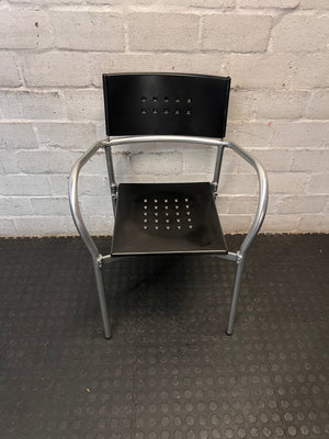 Mid-Back Silver and Black Metallic Office Chair — Broken Parts and Collection Damage – main front view