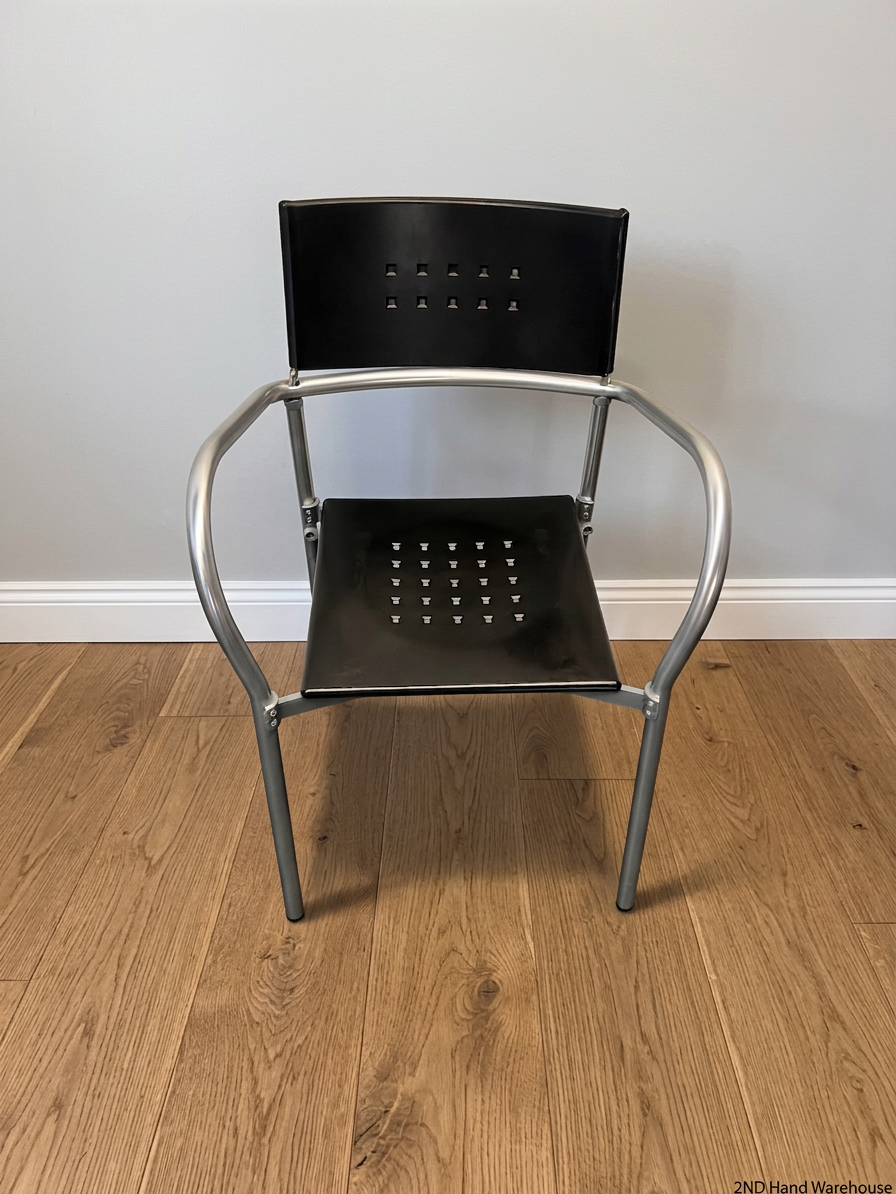 Mid-Back Silver and Black Metallic Office Chair — Broken Parts and Collection Damage – styled product image