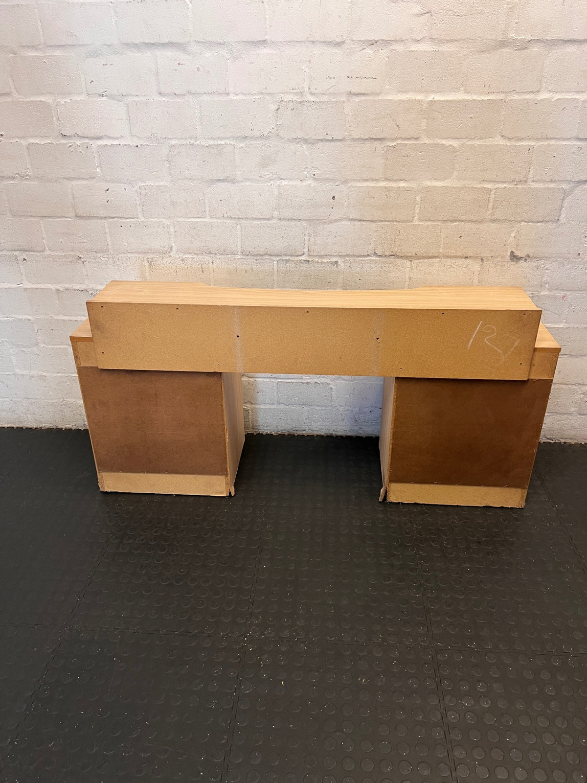 Light Brown Wooden Dressing Table with 6 Drawers – back view
