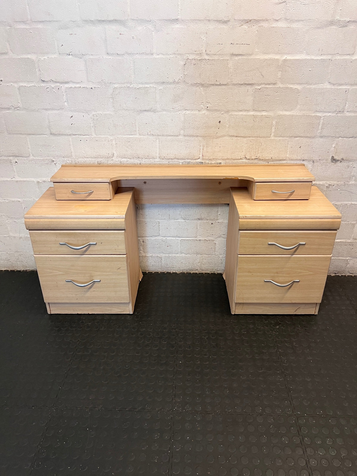 Light Brown Wooden Dressing Table with 6 Drawers – main front view