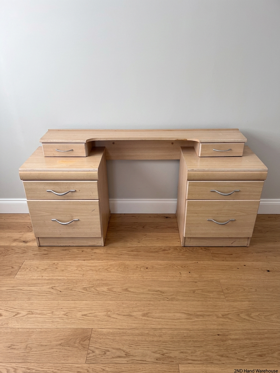 Light Brown Wooden Dressing Table with 6 Drawers – styled product image