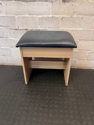Padded Dressing Stool with Light Wood Finish – main front view