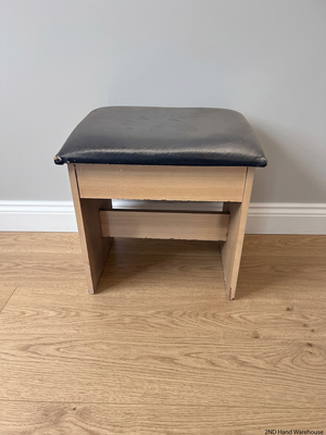 Padded Dressing Stool with Light Wood Finish – styled product image