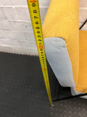 Upholstered Yellow and Blue Dining Chair with Black Frame – height measurement