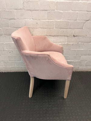 Pink Velvet-Style Occasion Chair with Tapered Wooden Legs – back view