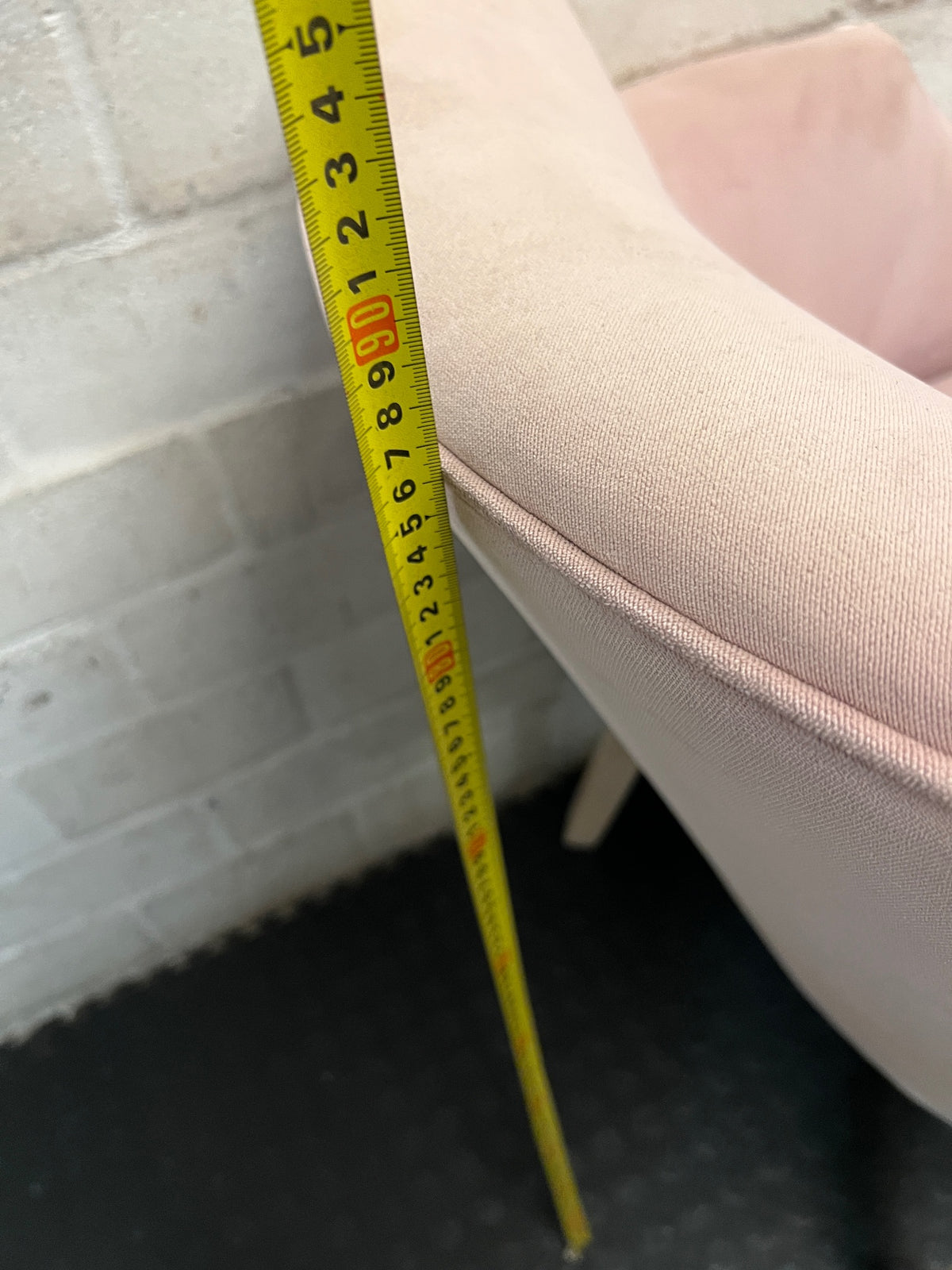 Pink Velvet-Style Occasion Chair with Tapered Wooden Legs – height measurement