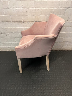 Pink Velvet-Style Occasion Chair with Tapered Wooden Legs – side view