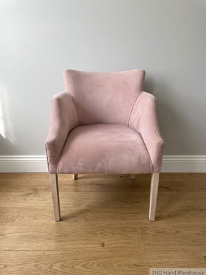 Pink Velvet-Style Occasion Chair with Tapered Wooden Legs – styled product image