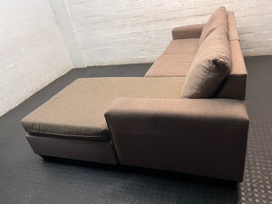 Beige L-Shape Corner Couch with Chaise Lounge – side view