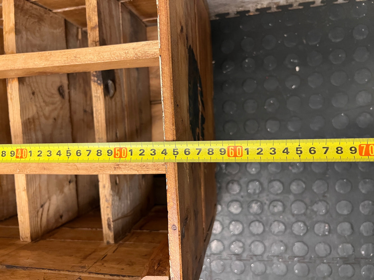 Rustic Wooden Wine Crate with Dividers – depth measurement