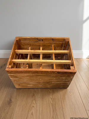 Rustic Wooden Wine Crate with Dividers – styled product image