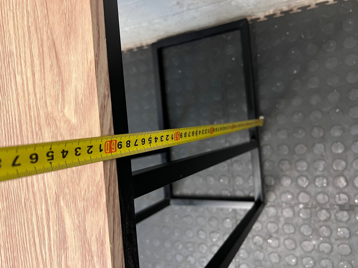 Industrial Style C-Shaped Side Table with Oak Finish Top – height measurement