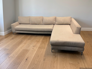 Large Grey Fabric L-Shape Sectional Couch – styled product image