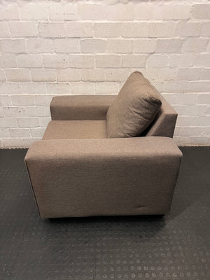 Beige Upholstered 1 Seater Couch with Broad Arms – side view