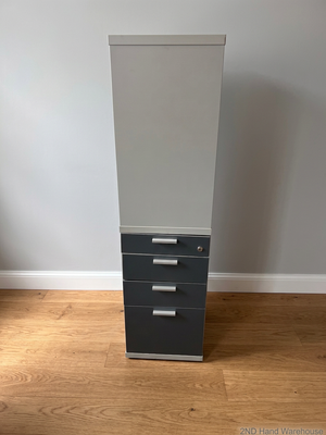 White and Grey Office Storage Unit with Drawers – styled product image