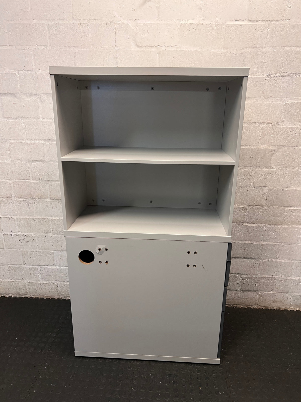 White and Grey Office Storage Unit with Drawers – top view