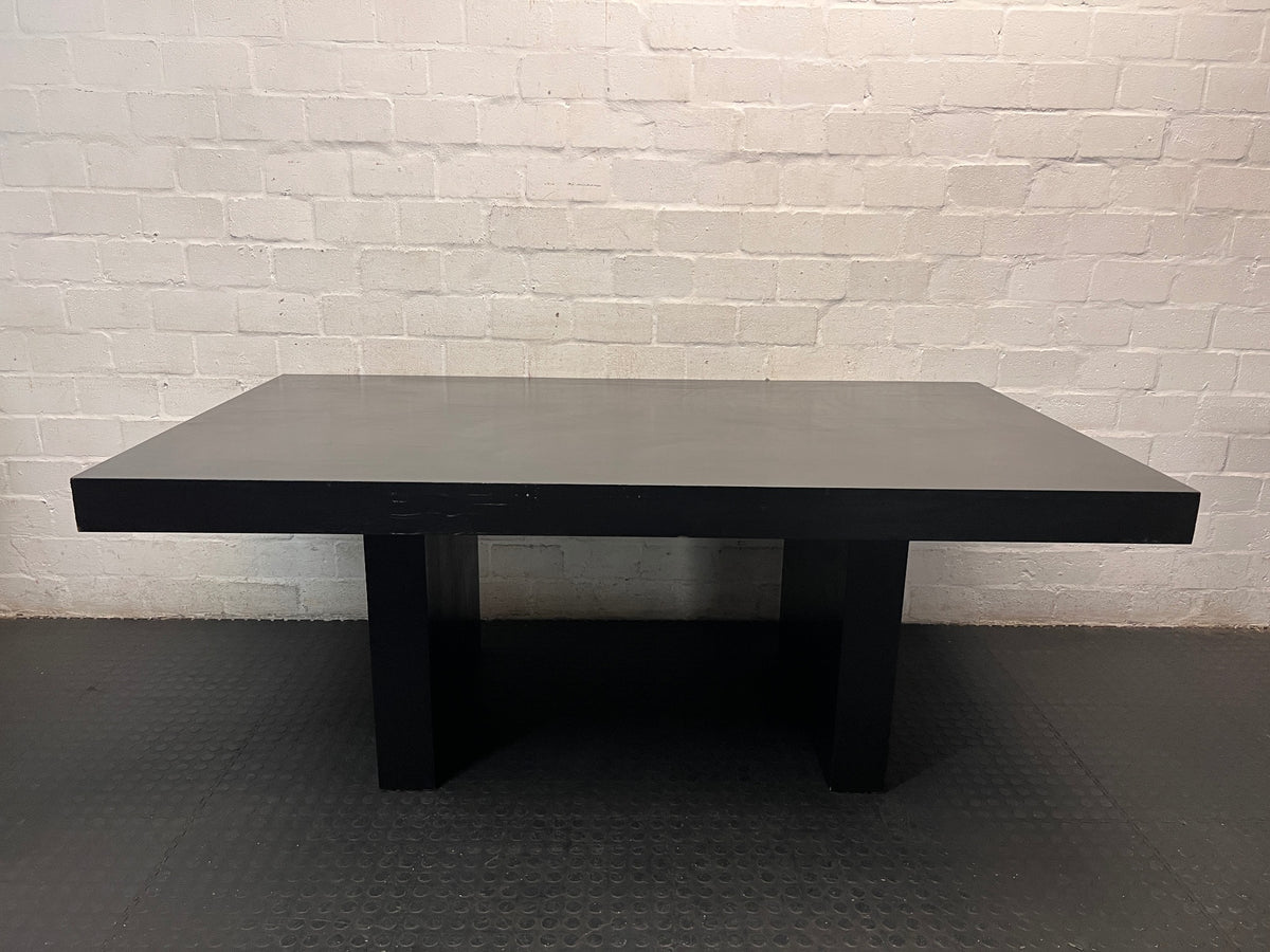 Dark Brown Minimalist Pedestal Dining Table – main front view