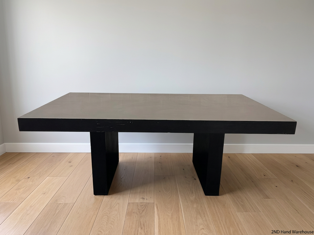 Dark Brown Minimalist Pedestal Dining Table – styled product image