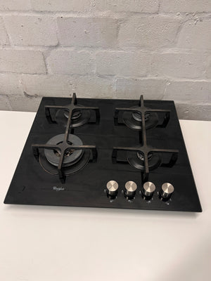 Whirlpool Black Glass 4-Burner Gas Hob – main front view