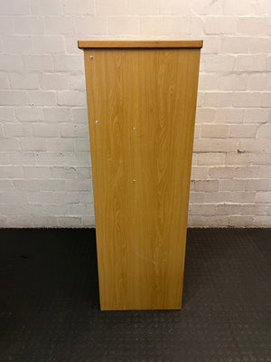 Two-Door Oak Colour Office Cupboard – condition detail